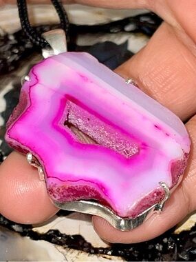 Drusy Solar Agate Pendant 2 1/4”